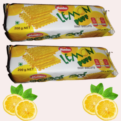 New Munchee Lemon Puff Real Lemon Cream Biscuits 200g - Fresh & Delicious!