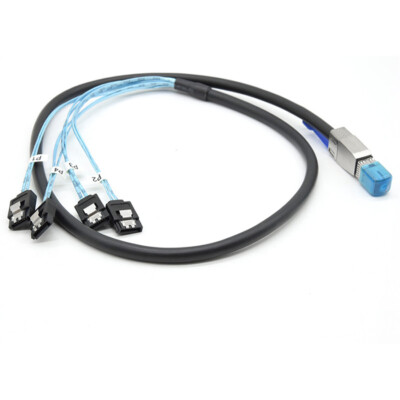 Mini SAS Cable Cord SFF8644 To 4 SATA 7Pin 12Gbps for Hard Disk Data Server 50cm