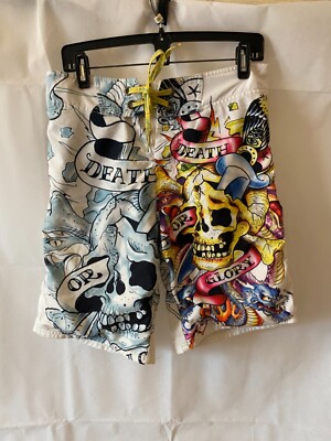 Ed Hardy Mens Board shorts White 