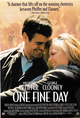 ONE FINE DAY Filmplakat 1996 signiert von George Clooney und Michelle Pfeiffer