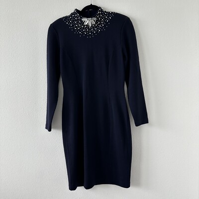 navy midi knit dress Navy Knit One Shoulder Nicole Midi Dress main image 1