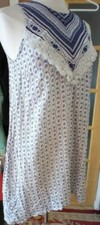 Dress Sleeveless Summer Soieblu Small Navy Blue White Lace Crochet Women MINT