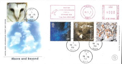 2000 ABOVE AND BEYOND (BIRDS) ON FDC  - SCARCE ORNITHOLOGY UNION METER MARK