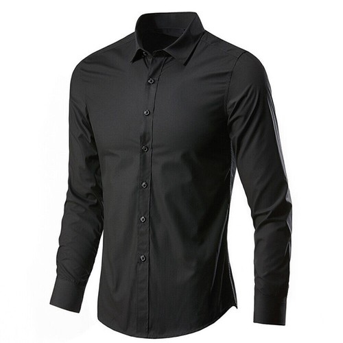 Men Wrinkle-free Formal Long Sleeve Shirts Business Office Dress Shirt Button Up - Picture 6 of 18
