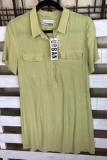 New Urban Outfitters Lime Green Yellow Front Pocket Women Size M Dress.
