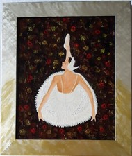 Ballett Tänzerin Echte Handarbeit goldener Rahmen Öl Gemälde Bild apart