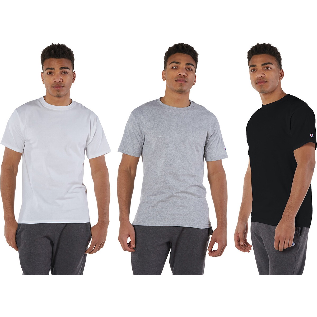 Pack Champion Men's Heavyweight Short Sleeve Crew Neck Tag Free