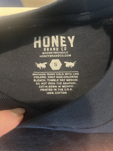 Honey Men’s Dark Blue Graphic Print Cotton T-Shirt Size Small New With Tags - Picture 2 of 5