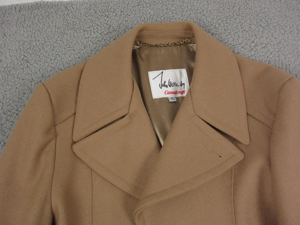 True Vintage John Weitz Trench Coat Mens 42 Brown Jacket Wool Long Soft 70s 80s - Image 4 of 4