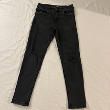 Zara Jeans Pants Slim Skinny Fit Stretch Faded Black Distressed Size Youth 13-14