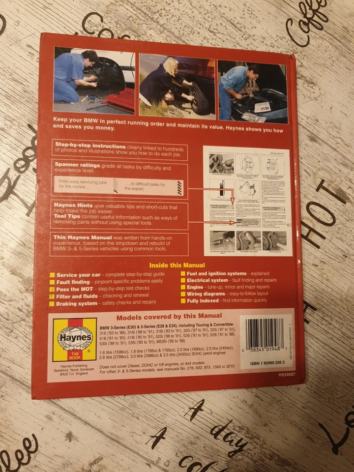 BMW 3 & 5 SERIES 1981 to 91 HAYNES WORKSHOP MANUAL 1948 IN USED COND & FREE P&P - Image 2 of 4