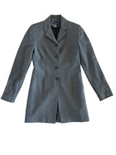 Tristan & Iseut Gray Long Length Embroidered Blazer Jacket Lined Gray Button 2