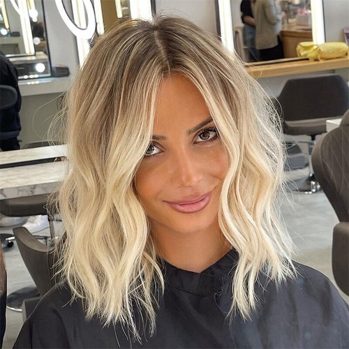 Ombre Honigblond Perücke kurz gewellt 13x4 Lace Front Wigs Brazilian Echthaar Perücken - Bild 1 von 6