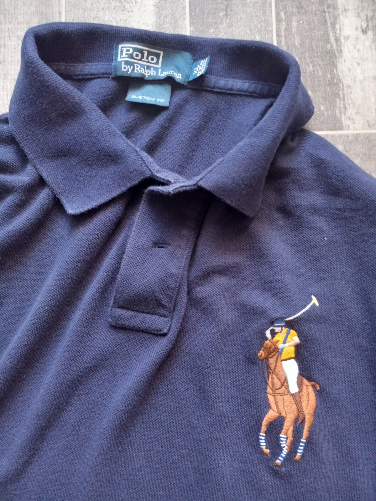 POLO Ralph Lauren camicia maniche lunghe uomo taglia XL blu navy cotone grande pony