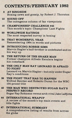 1982 February International Boxing Magazine Sugar Ray Leonard Duran Benitez Sims - 画像7/7