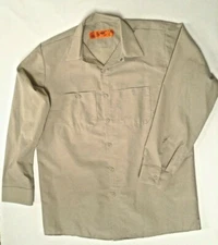Red Kap Men's Large Long Sleeve Work Shirt Khaki