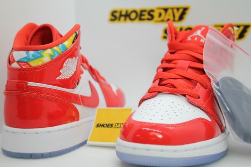 AIR JORDAN 1 MID BARCELONA SWEATER RED PATENT GS(GRADE SCHOOL) DC7248-600 | eBay