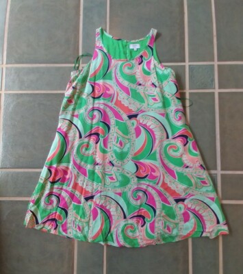 crown and ivy pink and green dress Womens & Swing Multicolor Geometric Navy sz XSmall BFCM2026