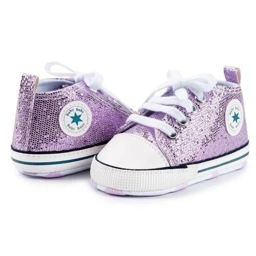 Unisex Baby Girls Boys Canvas High-top 6-12 Months Infant B01/Sequin Purple