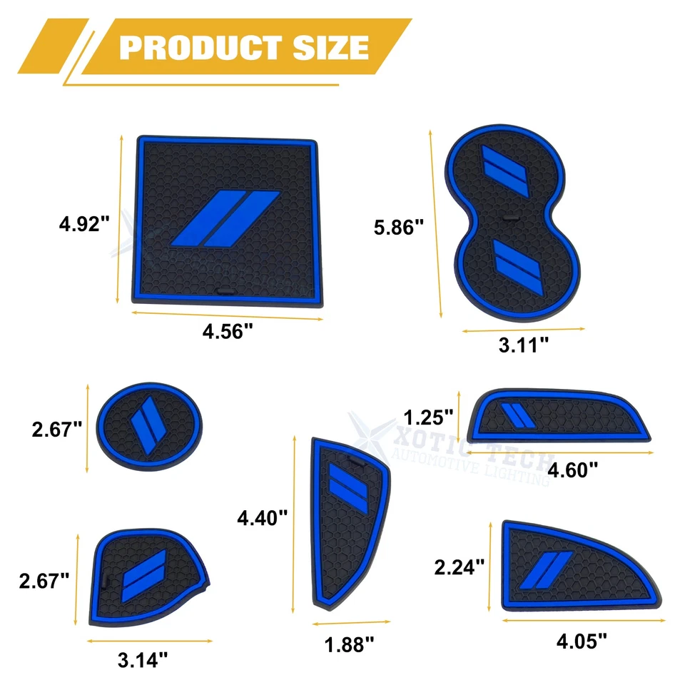 Door Groove Anti-Dirty Mats Cup Holder Liners 11pcs for Dodge Challenger 2015+ - Image 3 of 4