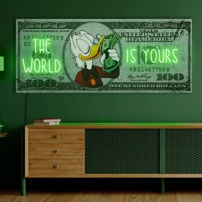 the World Is Yours Neon Dollar Art Neon Sign Movie Quote in Neon Sing