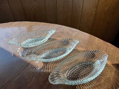 Vintage Heavy Clear Glass Banana Split Ice Cream Serving Dishes Set of 3