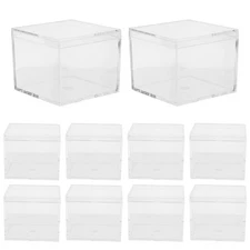 10 PCS Transparent Cube Mineral Boxes Rock Collection Display Case