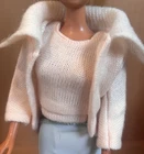 Vintage Barbie Fashion PAK Pink Knit Cardigan Sweater & Shell Top Set