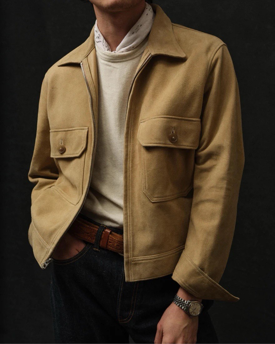 Buck Mason Pinewood Mojave Suede Station Jacket Large retail $798