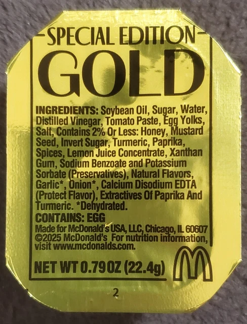 McDonald's Special Edition Gold Sauce 2025 – Limited Collectible