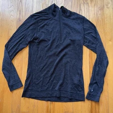 Smartwool Merino Wool 1/4 Zip Base Layer M Asymmetrical Gray Sweater Pullover
