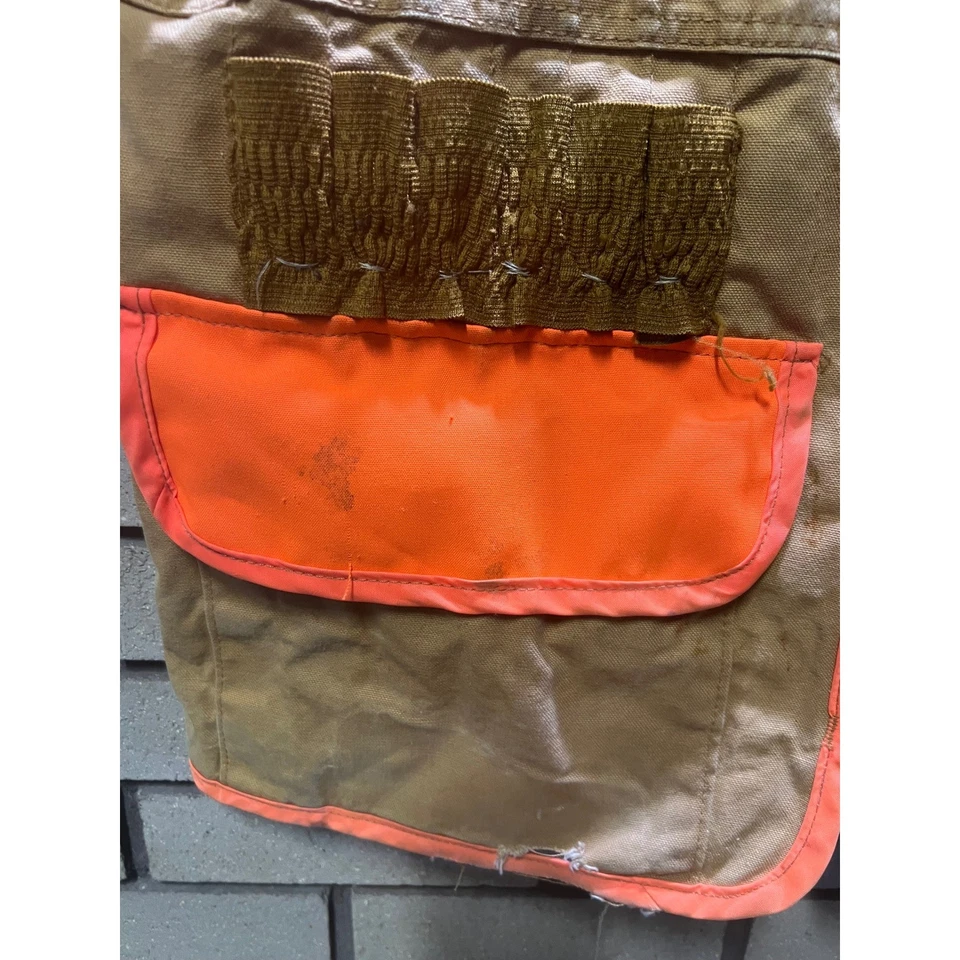 VTG Bak Men Hunting Vest Pockets Orange Trim Workwear Tan L/XL Made in USA - Image 3 of 4