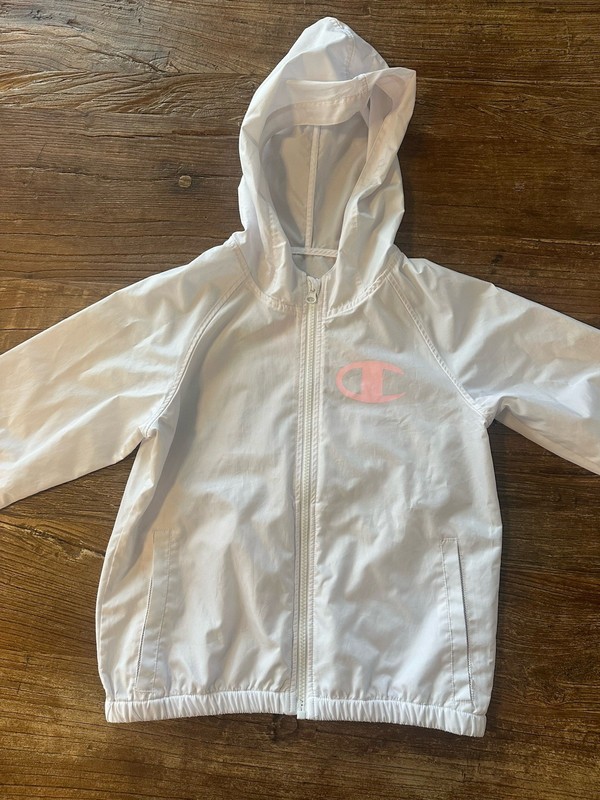 Champion Girls Full Zip Hooded Athleticwear Jacket Size Medium Logo White