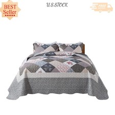 NEW Oversized King Quilt Set 120x120 3-Pcs California King Reversible Grey