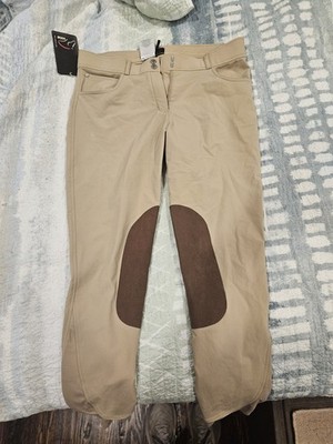 HKM Women's Riding Breeches W/ Knee Pad Size 30 Color Tan