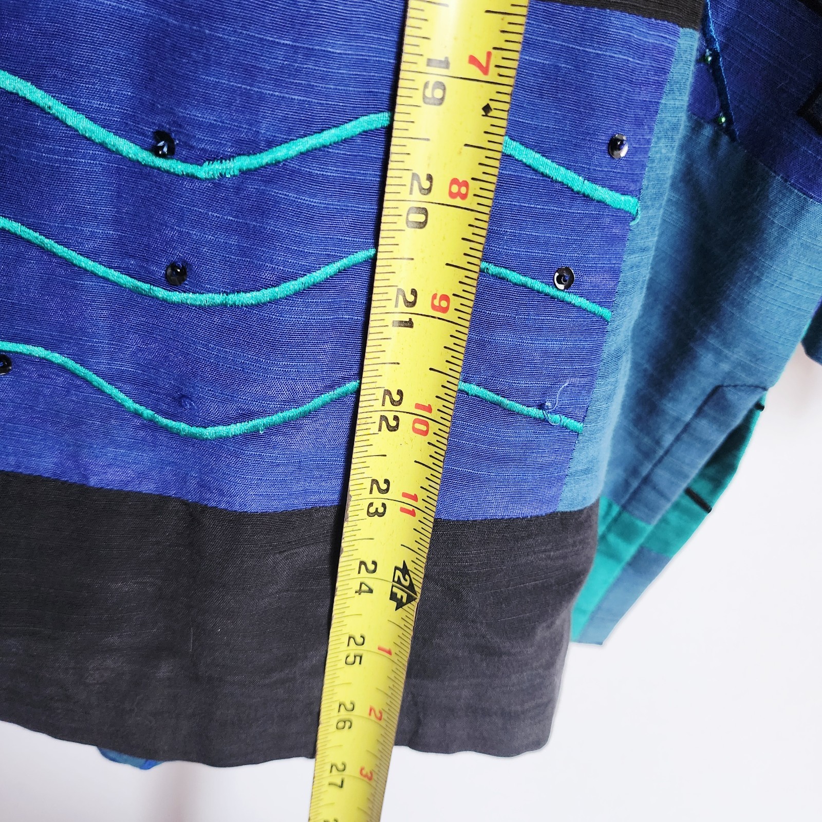 Vintage Indigo Moon Patchwork Jacket Large Blue T… - image 12