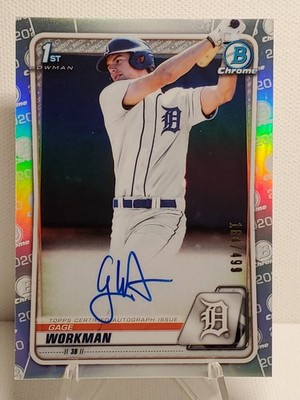 2020 Bowman Chrome Auto GAGE WORKMAN Refractor /499 #CDA-GW Detroit Tigers E