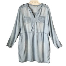 Cato Sz XL Dress Light Blue Denim Tencel Long Sleeve