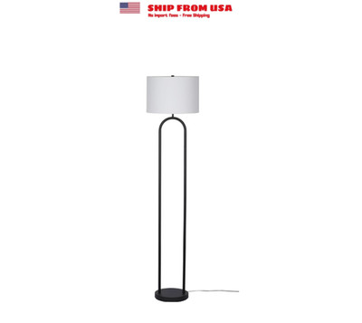 Mainstays 64'' Dual Pole Arch Metal Floor Lamp, Black Finish with White Fabric Dr