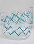Set of 2 VTG Pyrex 7201 3.5 Cup Aqua Dot Zig Zag 1.5 Qt Storage Bowl No Lid USA