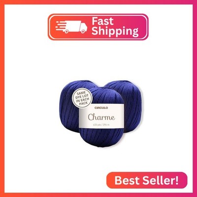 CIRCULO Charme Yarn Pack, 1299 yds for Knitting & Crochet, 3 Balls of 100% Merce