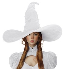 Witch Hat Halloween White Witches for Women Adult Wizard 24-inch Large Ruched...
