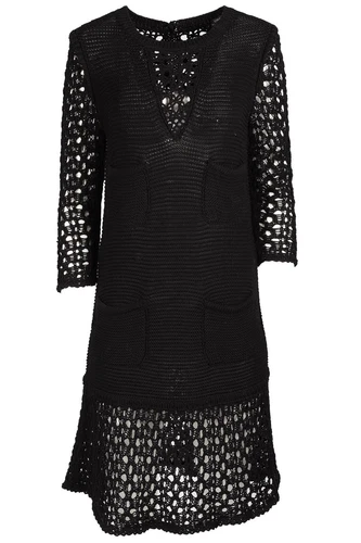 CHANEL ABITO MIDI NERO 2014 ALL'UNCINETTO FR 40 UK 12