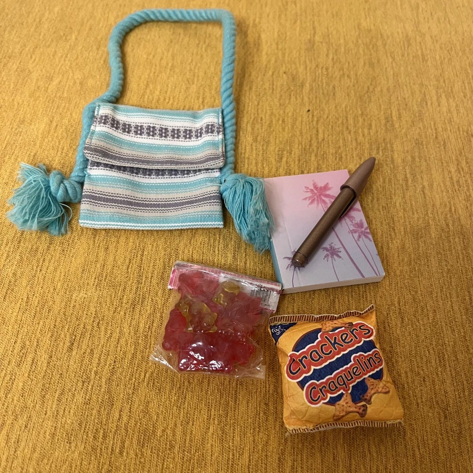 "Maleta de viaje enrollable para muñecas de 18"" nuestra generación/verde azulado y blanco + mezcla de accesorios" Foto 3 de 4