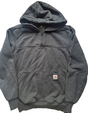 Men's Carhartt Rain Defender 1/4 Zip Hoodie Sweatshirt Loose Fit Black Size S