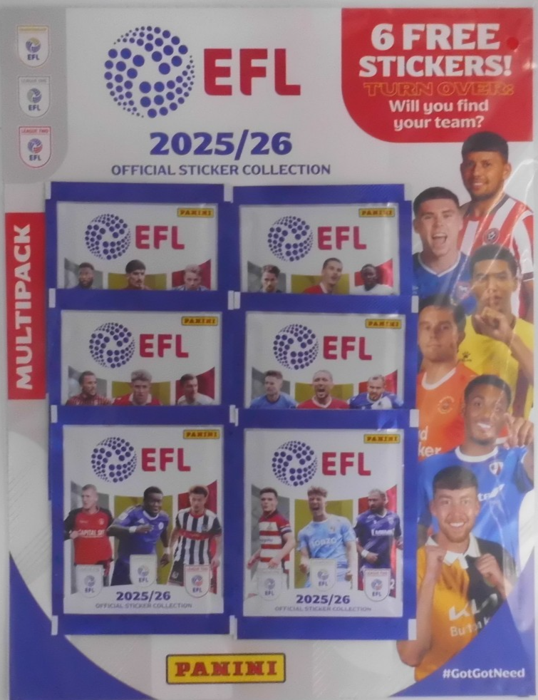 Panini EFL Official Stickers Collection 2025 Multipack Region 5: 6 packets