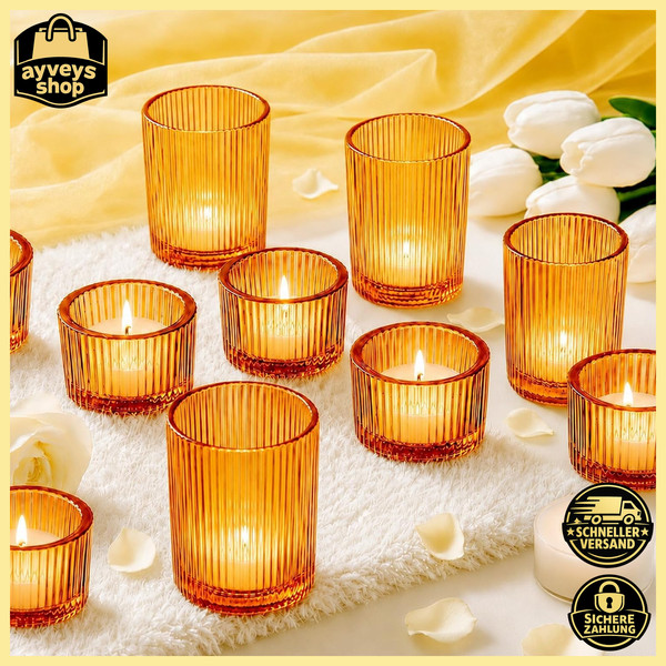 Teelichthalter Glas 12 StüCk Gold 3,5-6,5Cm TeelichtgläSer FüR Dekoration-image