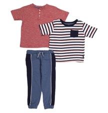 Ben Sherman New Size 7 Boys 3 Piece Set Tee Striped French Terry Joggers