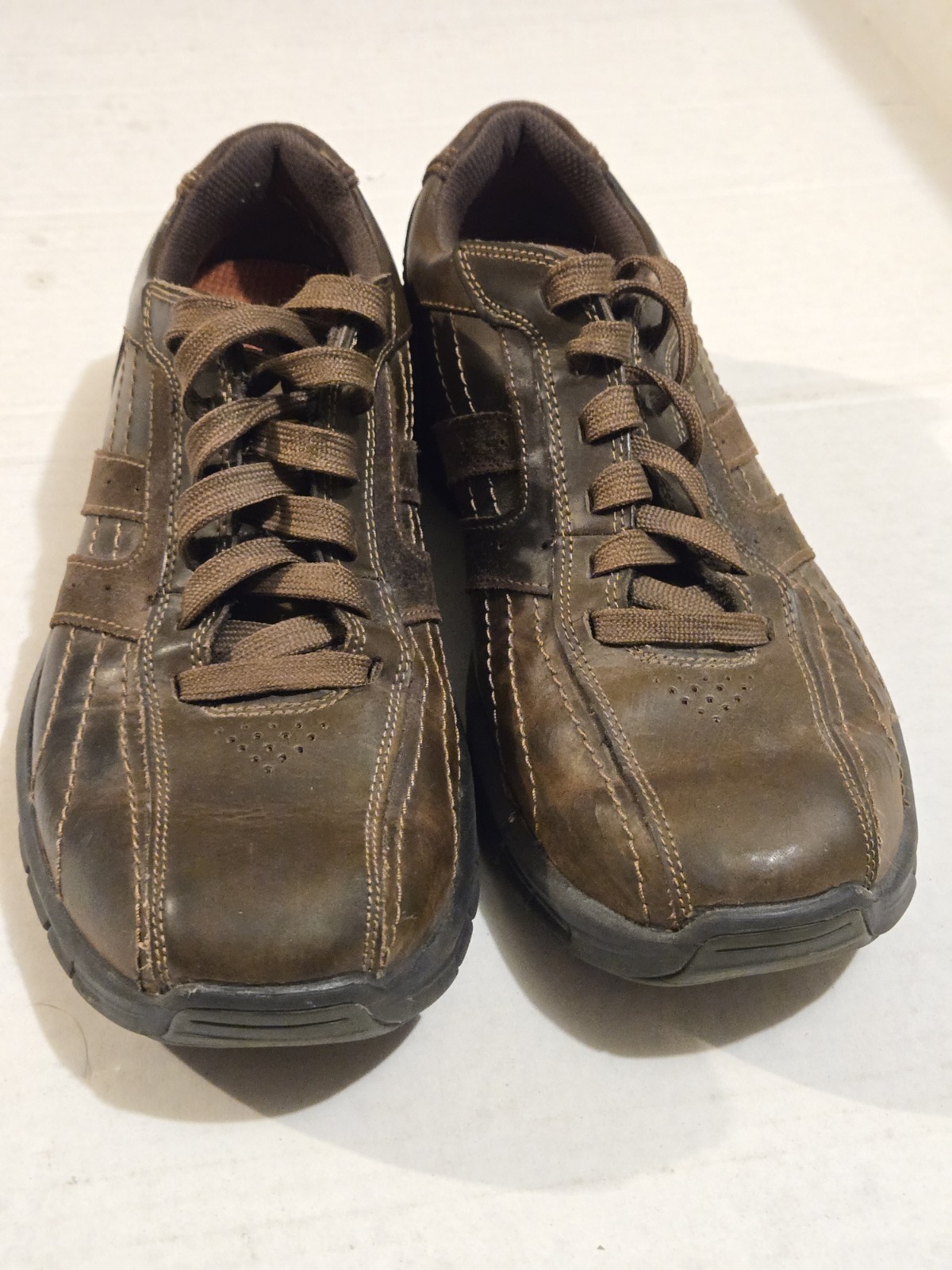 Vintage Skechers Relaxed Fit SN64436 Brown Leather Sneakers Mens 10 Y2K Dadcore