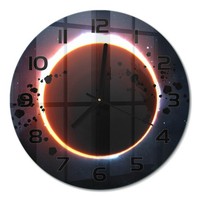 Runde Glas-Wanduhr Wanduhr Aus Glas Sonnenfinsternis Schwarze Zeiger Fi30 Cm